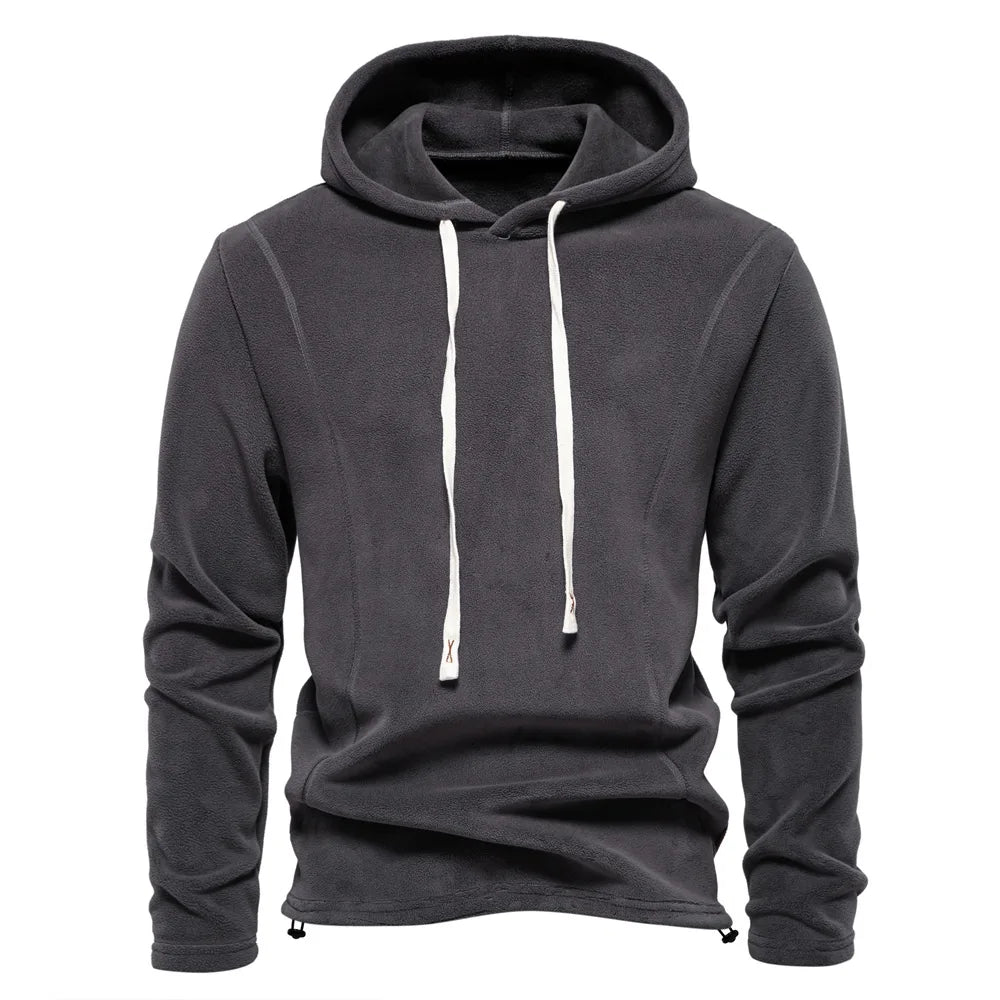 Men's Fleece Lined Hoodie Zip up Long Sleeve Stand Collar Versatile Winter Sweatshirt Business Casual Comfortable Polyester