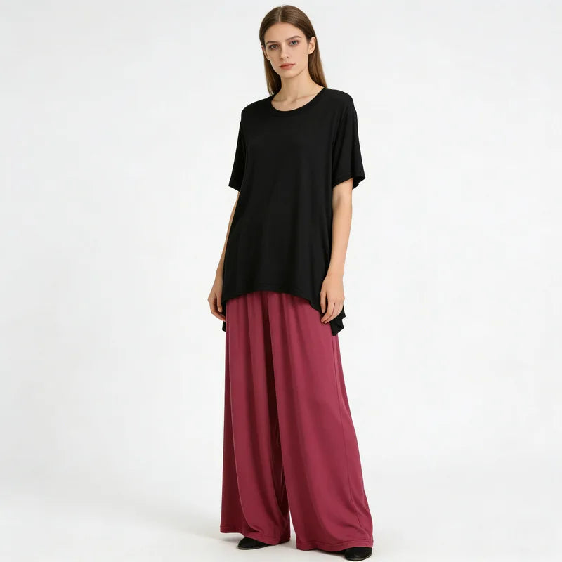 DIDUQIPAO Women's Modal Pajama Set - Short Sleeve Shirt & Pants
