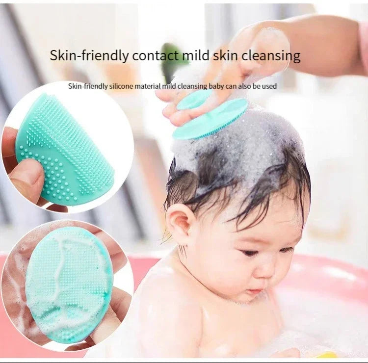 2/4pcs Silicone Face Wash Brush Clean Pores Baby Shampoo Brush Baby Bath Brush Soft Hair Round Shampoo Comb Home Use