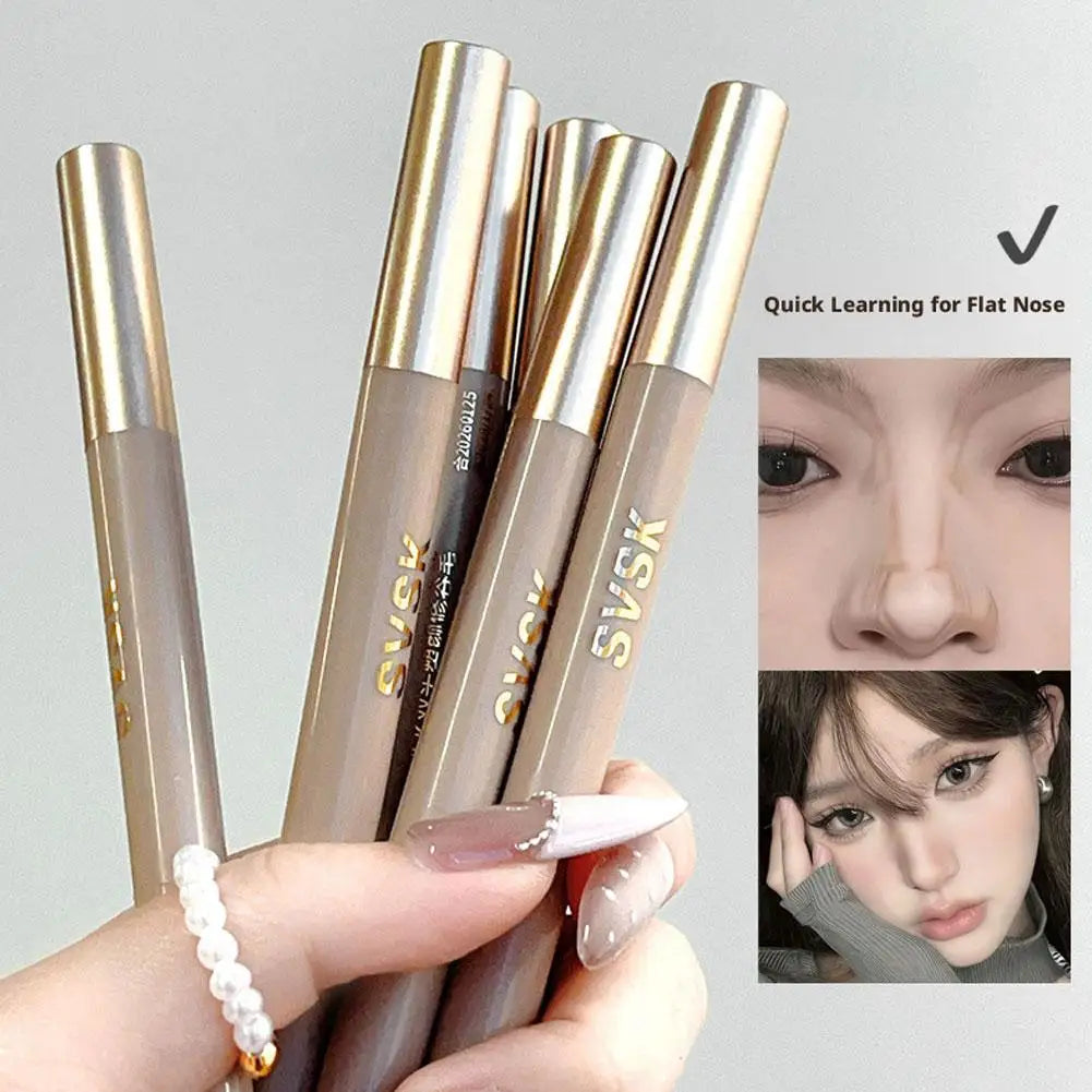 3D Contouring Pen Matte Bronzer Stick Nose Shadow Contour Pen With Brush  Long Lasting Waterproof Cream-Textured Nose Shadow Pen