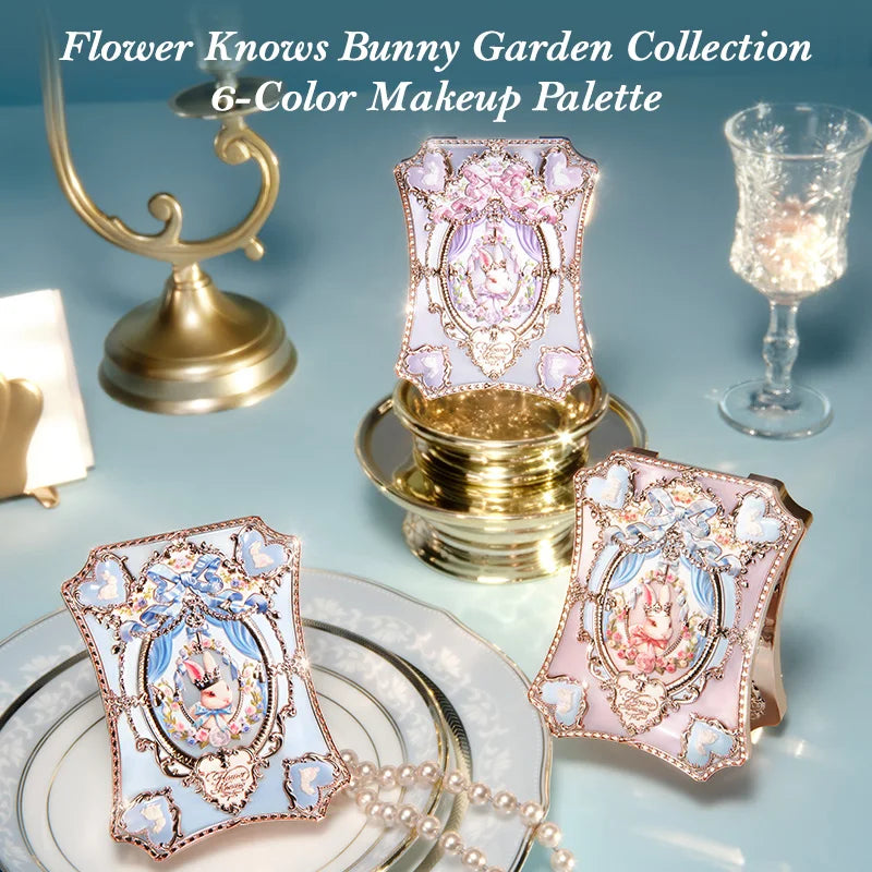 Flower Knows Makeup Bunny Garden Eyeshadows Collection 6-Color Long Lasting Makeup Natural Nudes Waterproof Eye Shadows Palette