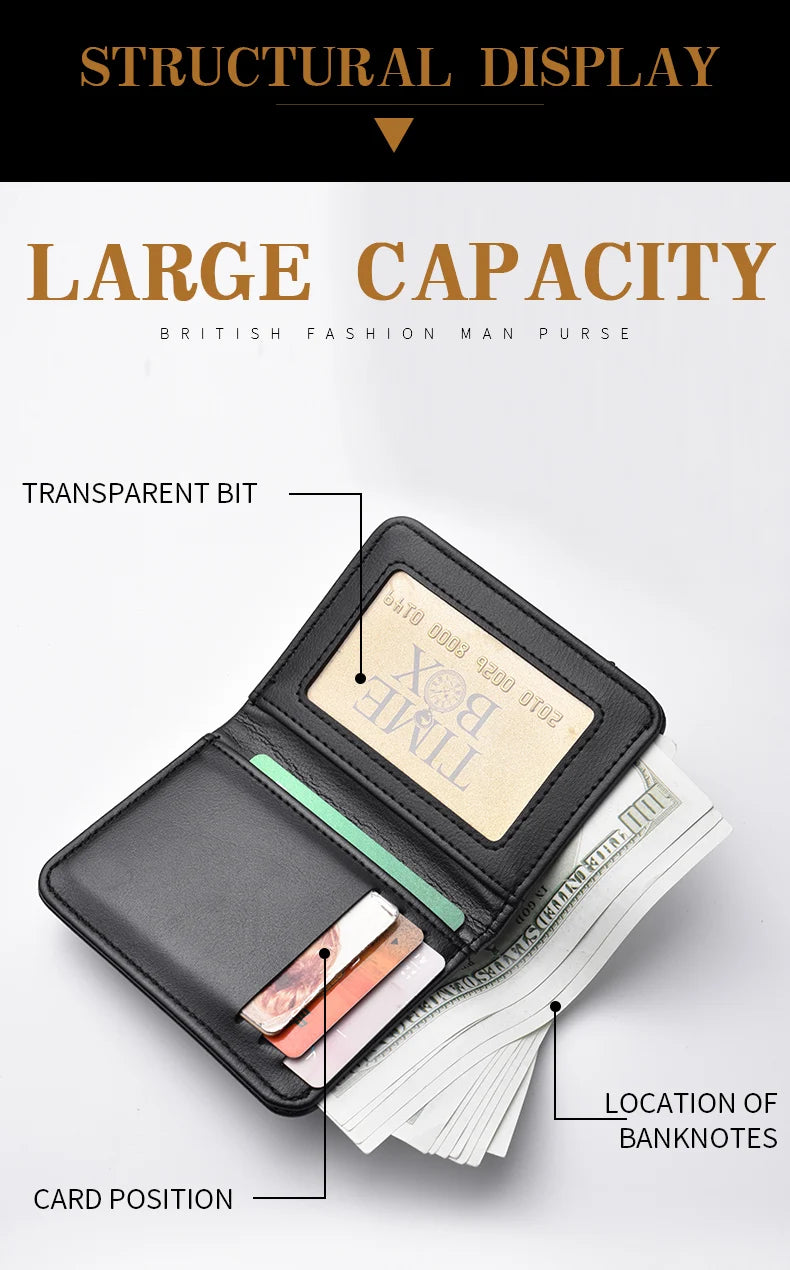 Men's Wallet Vertical Multi Card Small Wallet Driver's License Youth Mini Student Change Bag Card Bag