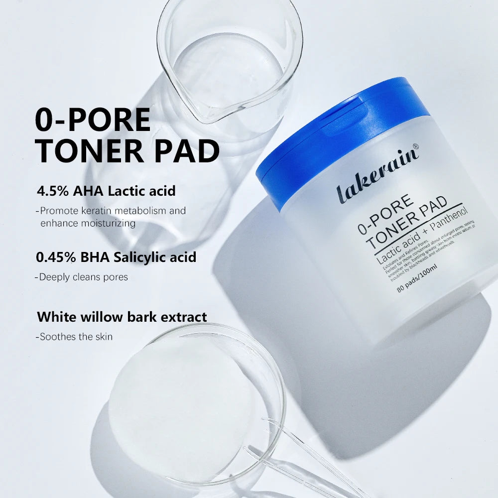Lakerain 2Pcs Set 0-Pore Toner Pad & Salmon PDRN Pink Peptide Facial Serum Deep Moisturizing Glow Korean Facial Skin Care Kit