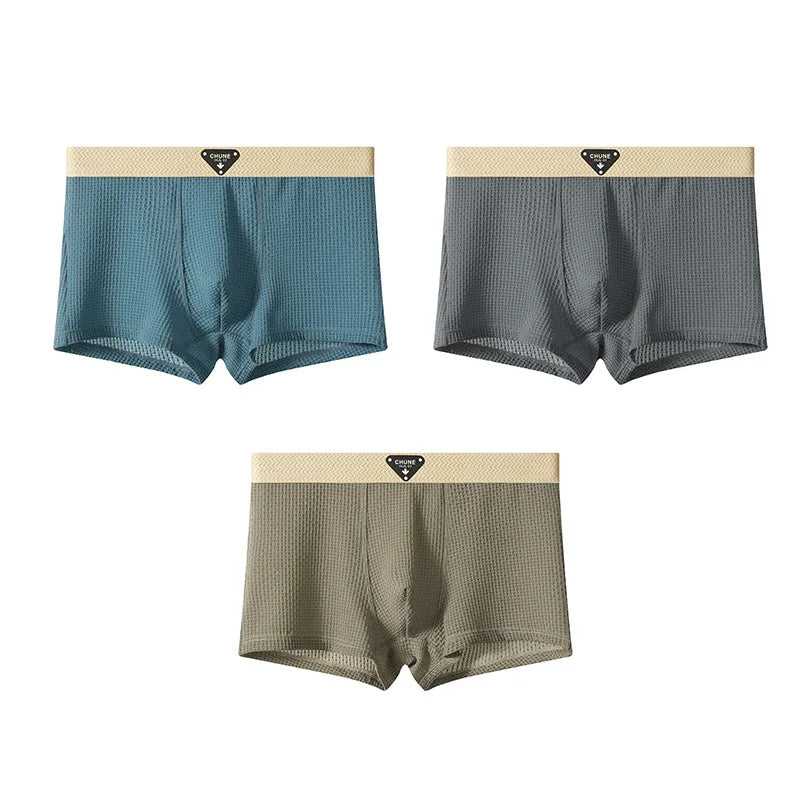 Men's Boxer Briefs 3 Pack Solid Knit Striped Breathable Ultra Soft Moisture Wicking Elastic Waist Underwear