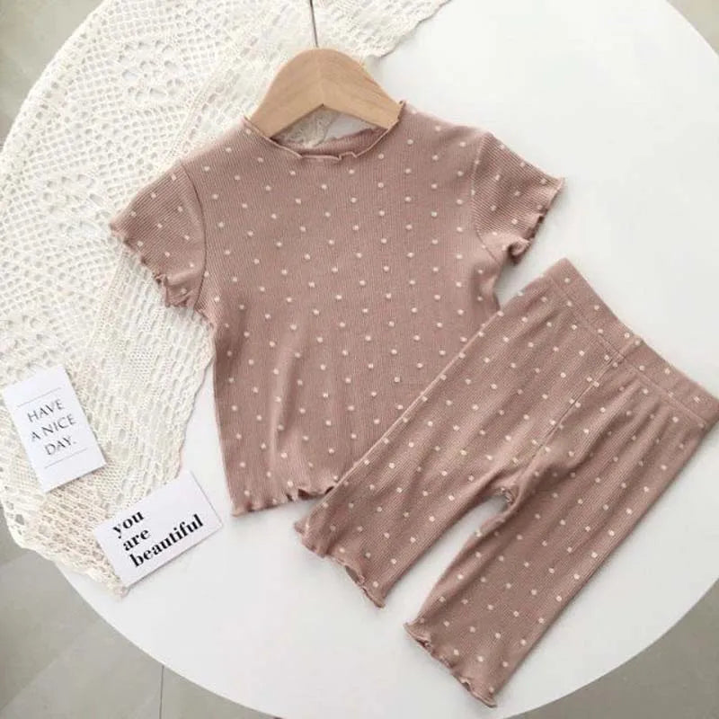 Baby Girl Floral Pajamas Set Summer Short Sleeve Thin Two Piece Outfits Toddler Kids Sleepwear Infant Home Wear Children Clothes