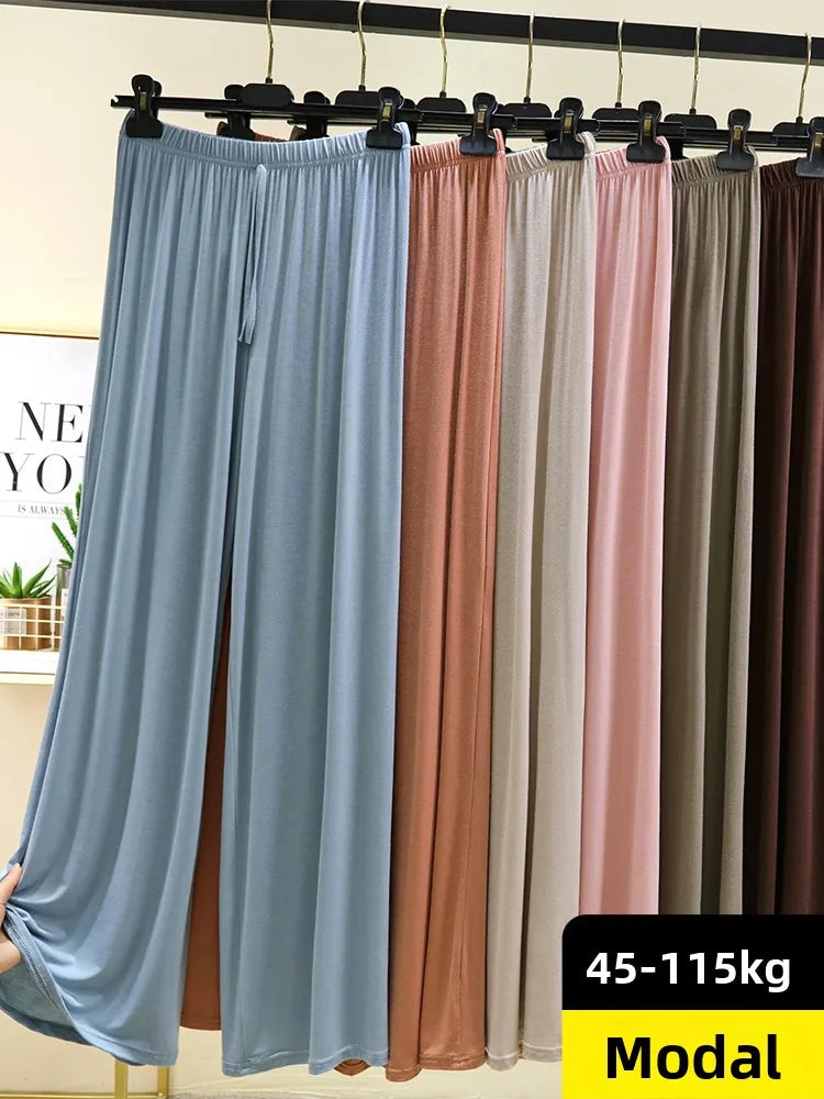 Women's Modal Wide-Leg High-Waisted Lounge Pants - Casual Summer