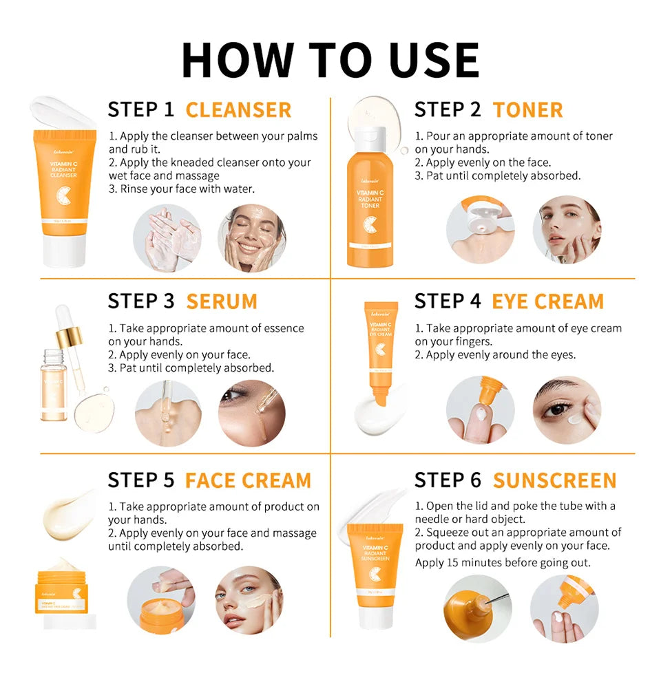 Vitamin C Enriched Skin Care Set - Combat Pigmentation & Fine Lines with Complete Routine Smooth Wrinkles, and Nurture Your Skin