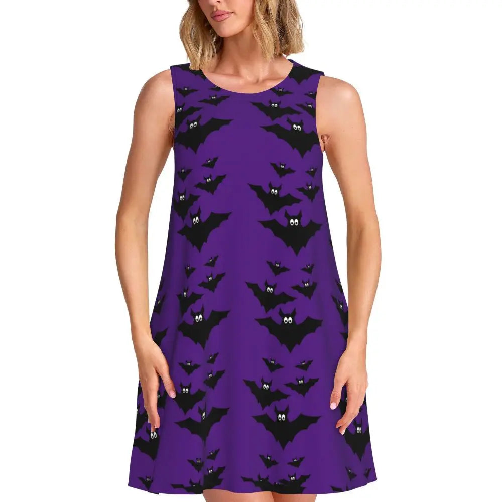 Happy Haunts Tank Dress Halloween Pumpkin Aesthetic Dresses Sleeveless Cute Dress Hot Sale O Neck Ladies Printed Clothing