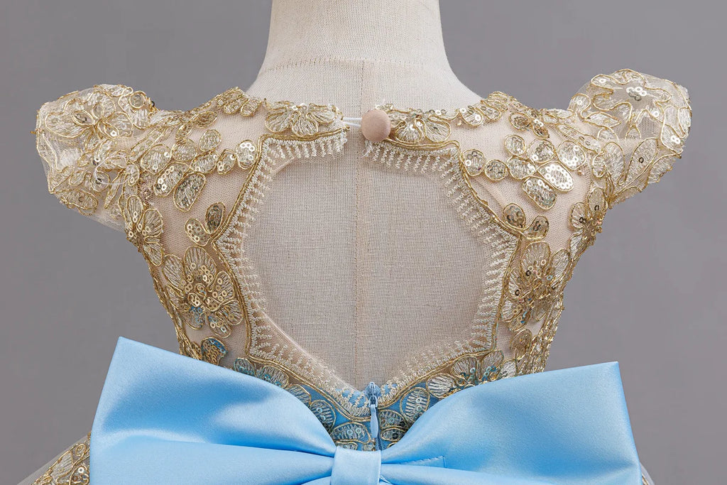 HETISO Children's Dress Princess Embroidery Lace Flower Girls Holiday Party Ball Gown Little Kids Summer Costume 1-6Y