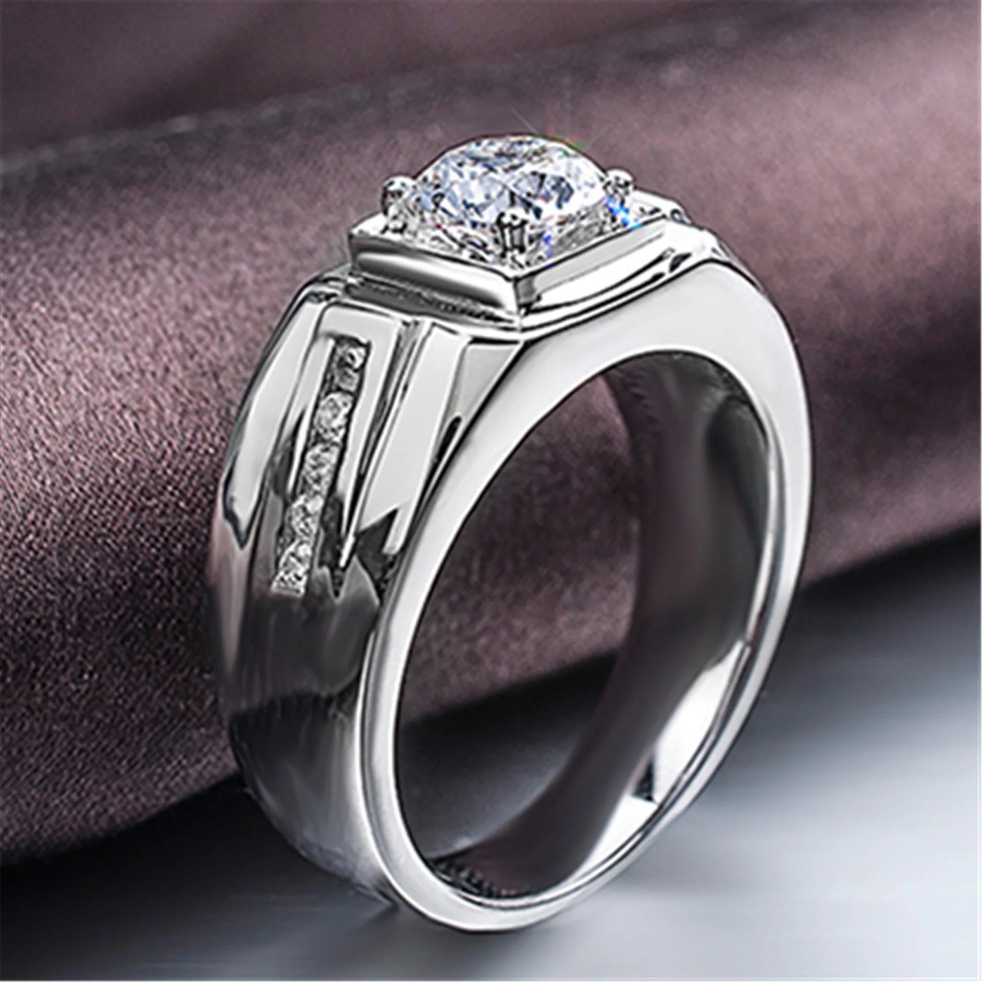 925 Sliver Man Rings Shining Zircon for Man Women Wedding Engagement Jewelry Fashion Luxury