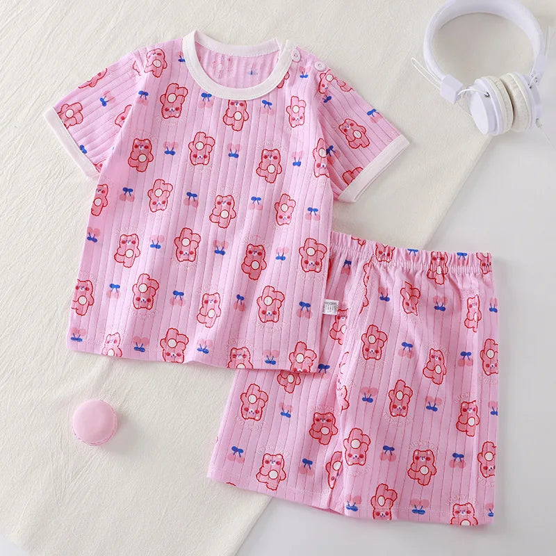 Children's 2-Piece Summer T-Shirt and Shorts Set - Animal Print