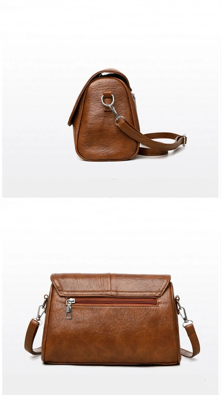 Retro Oil Wax Leather Crossbody Bag,with Textured and Vintage Feel,Simple and Elegant Flap Design,and Adjustable Shoulder Strap