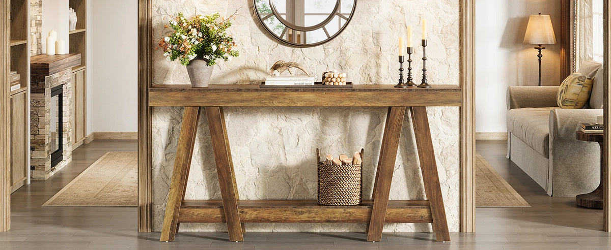 Tribesigns 70.87" Farmhouse Console Table, 2-Tier Entryway Accent Table Behind Sofa for Living Room, Entrance, Foyer