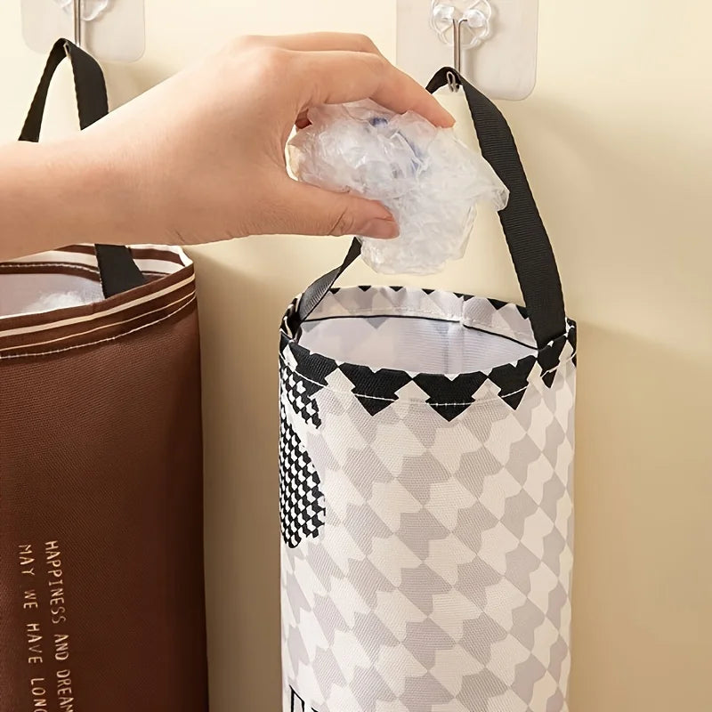 1 bolsa de almacenamiento de basura, artefacto de almacenamiento de cocina montado en la pared, bolsa colgante para almacenamiento de bolsas de plástico de basura, clasificación de artículos varios