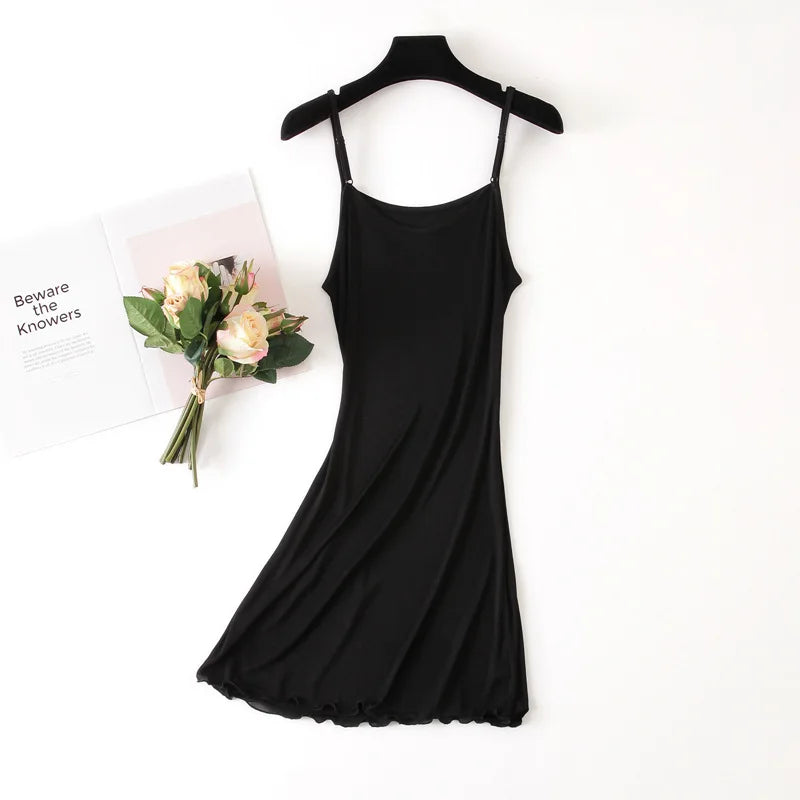 Winsleter, 23%Silk 77%Viscose Petticoat, Women Intimates Sexy Slip Dress, Solid Minimalist Nightgown Skirt 2026 Spring P62942JF