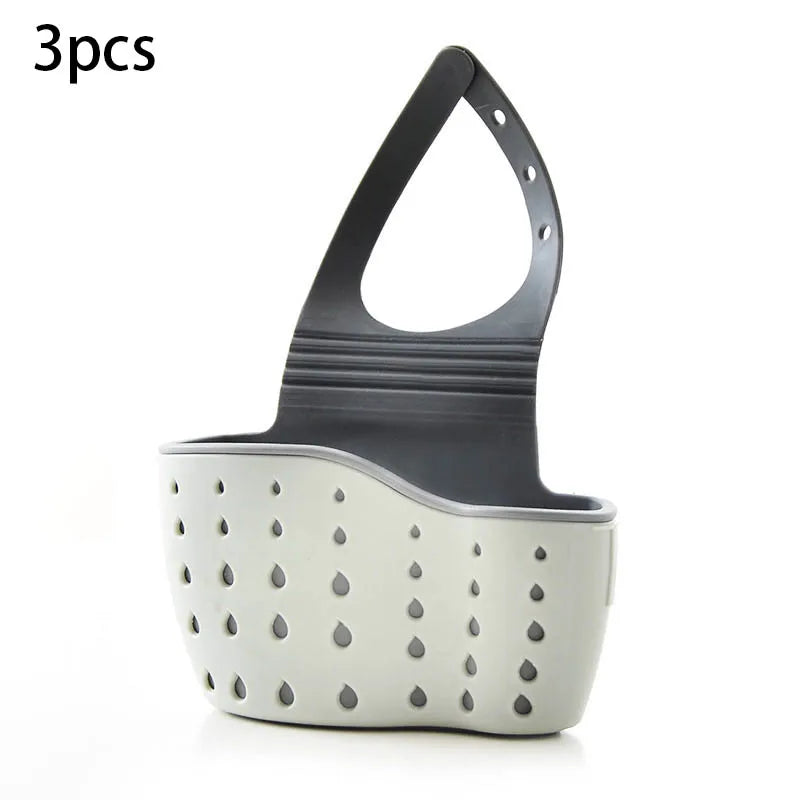 Adjustable Rubber Kitchen Sink Hanging Sponge Holder - Draining Basket