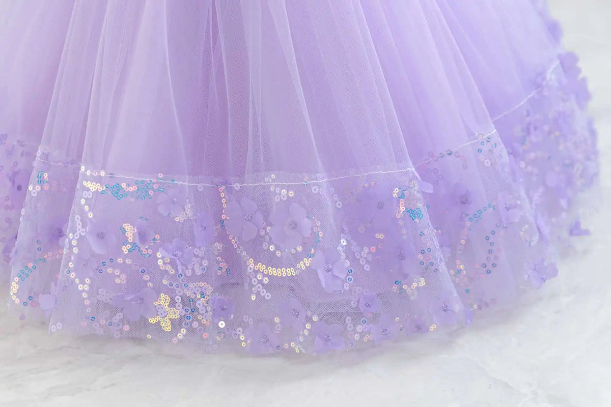 HETISO Sequined Tulle Formal Dress for Girls Elegant Princess Performance Gown New Year Gift Occasion Children's Wear
