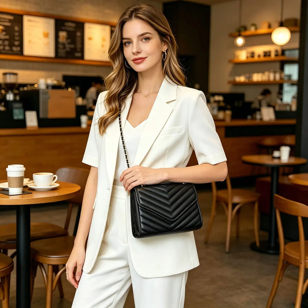 Fashionable Elegant Argyle Quilted Small Square Bag Woven Chain Magnetic Suction Buckle Diagonal Cross Bag Commuter Shoulder Bag