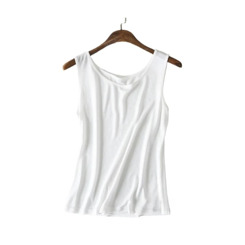 TAJIYANE 70% Mulberry Silk Tank Tops for Woman Elegant Sleeveless Summer Tops 2025 Solid Color Silk Vest Ladies Clothes кроп топ