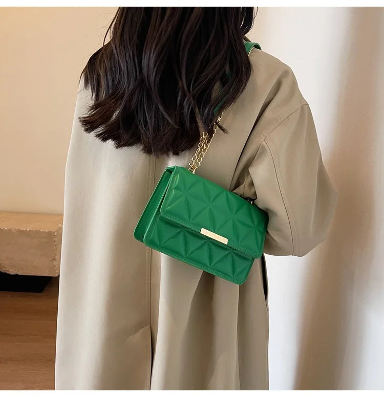 Women Quilted Chain Crossbody Bag Fashion Small Square Shoulder Purse Multi Color Casual Daily Handbag