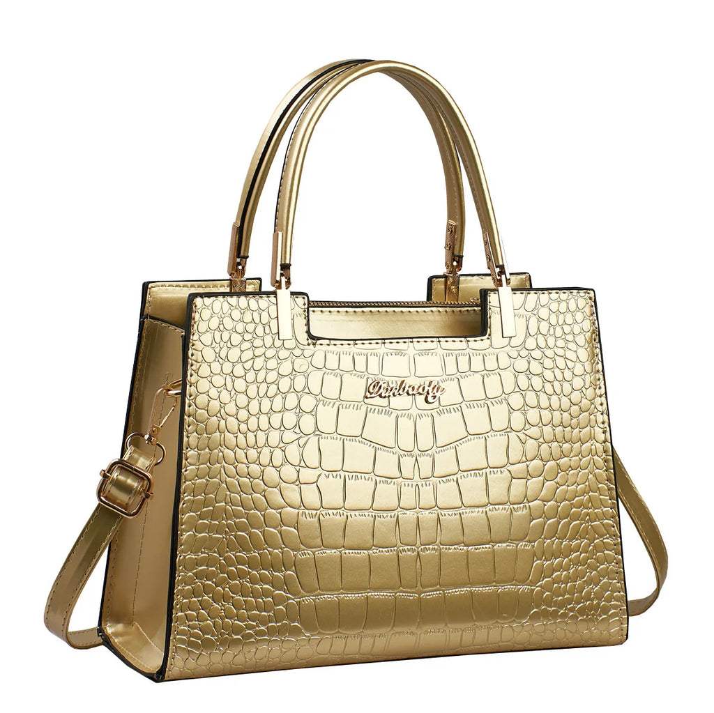 Fall Crocodile Pattern Large for Middle-Aged Women Faionable Briti Sle Leather Capaci Tote Bag Crossbody Handbag