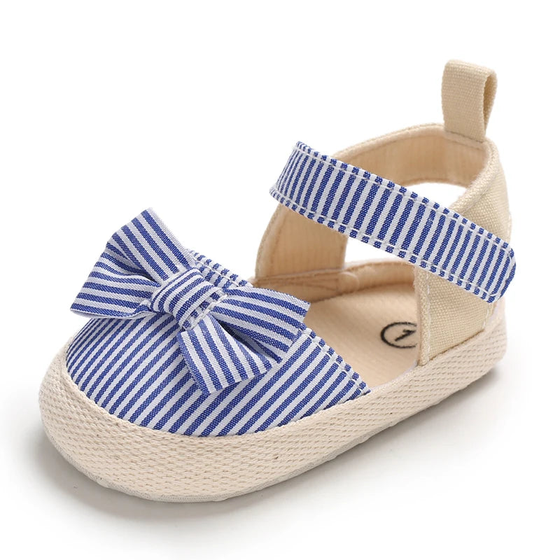 Summer Girl Baby Casual Sandals Soft Sole Comfortable Lightweight Walking Shoes Bow Canvas Baby Shoes