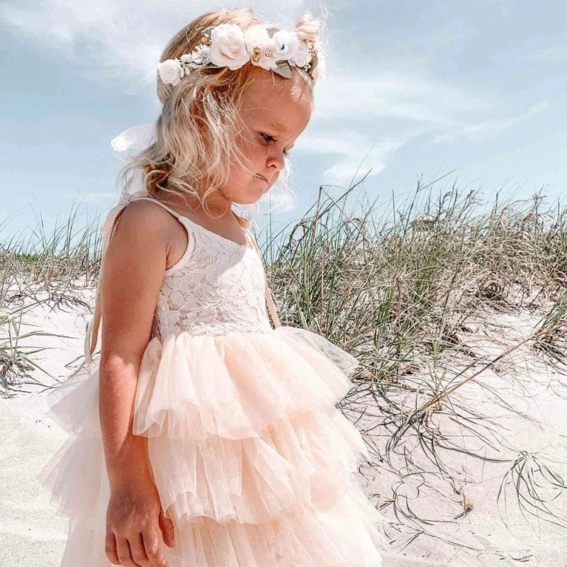 2025 Summer New Girls TUTU Dress Girls Princess Dress Girls Mesh Patchwork Cake Dress Children Clothing