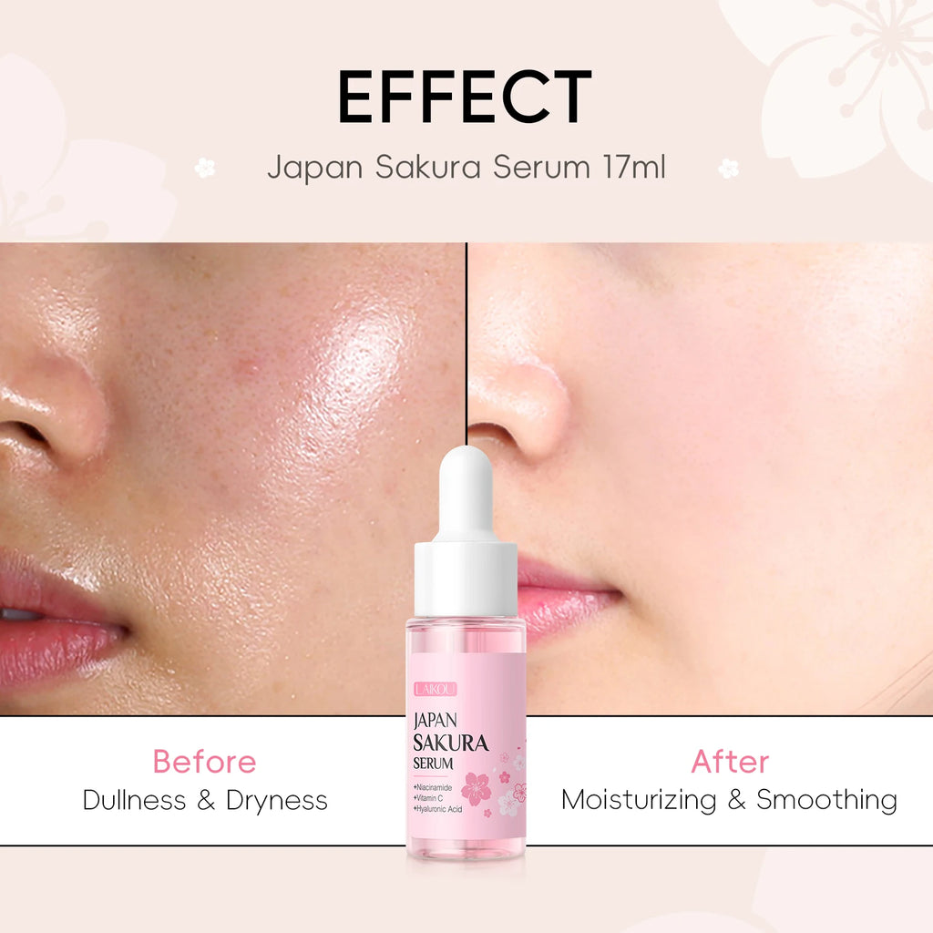 LAIKOU Japan Sakura 7PCS Skincare Set Cleanser Serum Eye Cream Mud Mask Lip Mask Sleeping Mask Hydrating Brightening