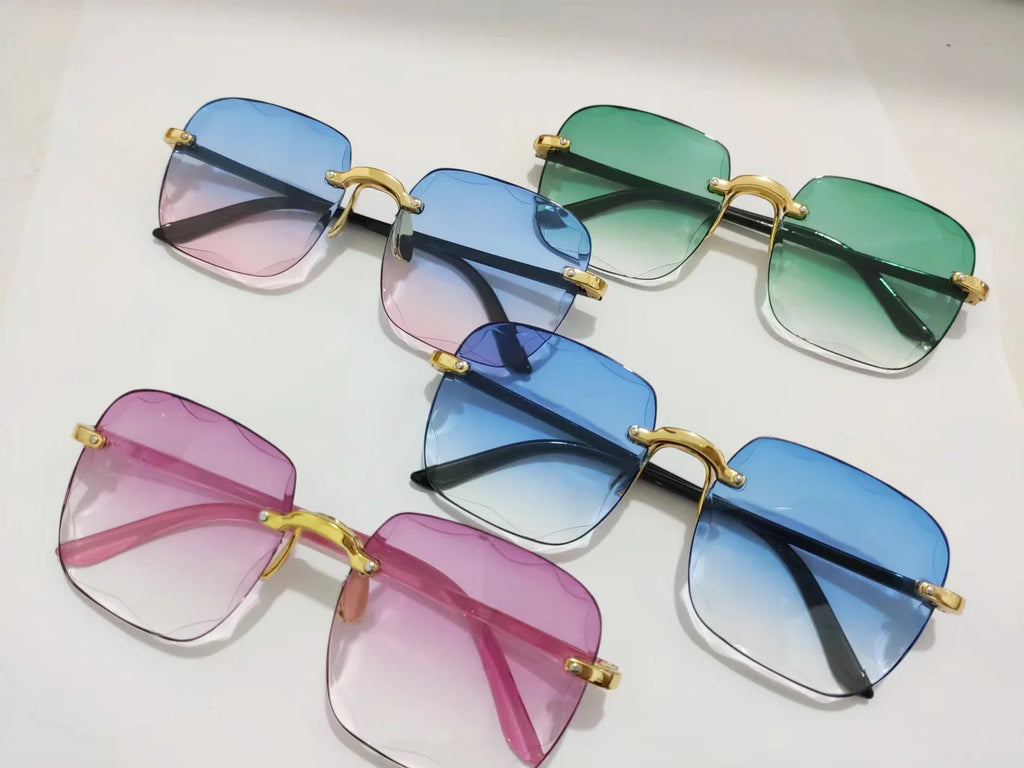New Rimless Women's Sunglasses Fashion Gradient Lenses Sun glasses Lady Vintage Alloy Legs Classic Designer Shades UV400