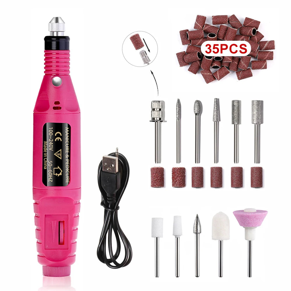 LULAA Portable Electric Nail Drill Machine Set Gel Polish Remover Dead Skin Nail Polishing Tools Kit Sander Nails Accessories
