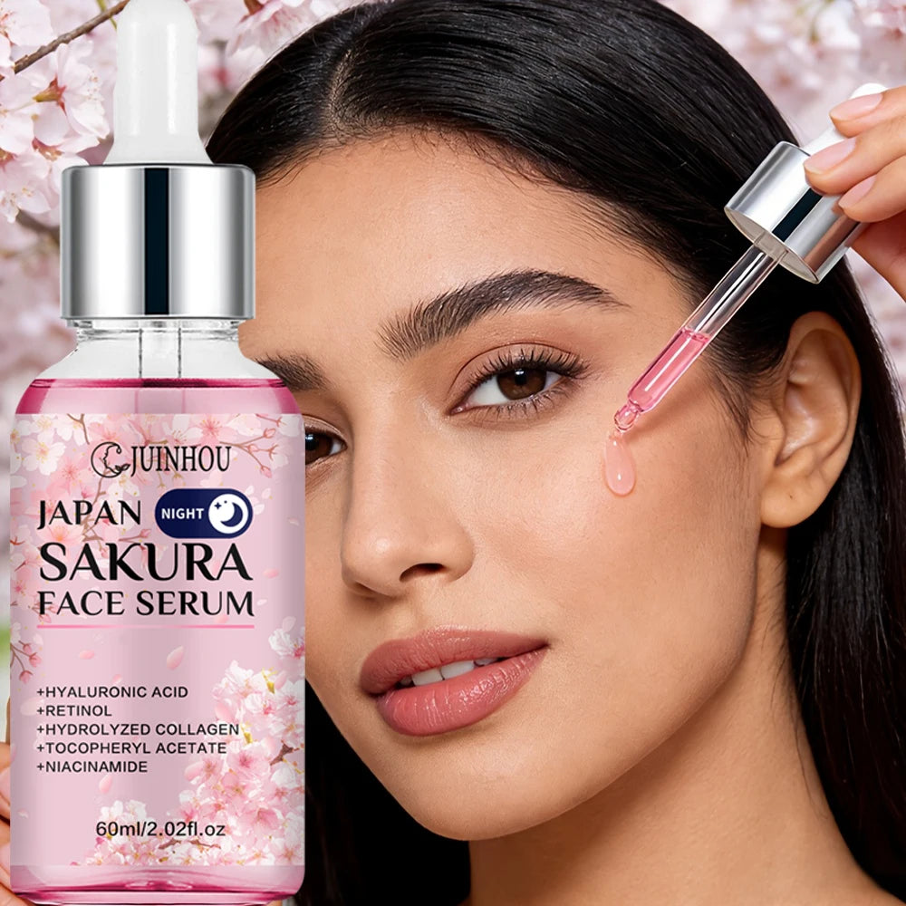 JUINHOU 2PCS Sakura Niacinamide Retinol Day&Night Surem Hydrating Moisturizing for Sensitive Skin Anti-Dryness Skin Gentle Formu