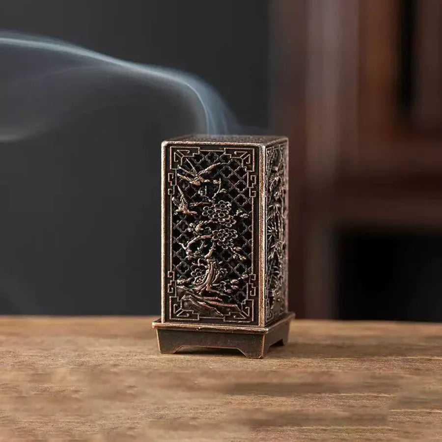 Elegant Chinese-Style Aromatherapy Candlestick | Metal Square Burner