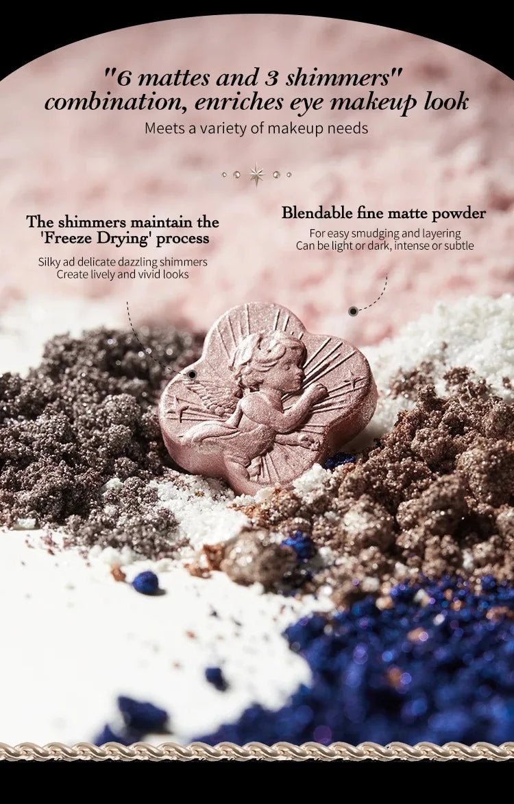 Flower Knows Little Angel Eye Shadow Palette Glitter Shimmer Palette for Eye Long Lasting 9 Color Eyeshadow Full Professional