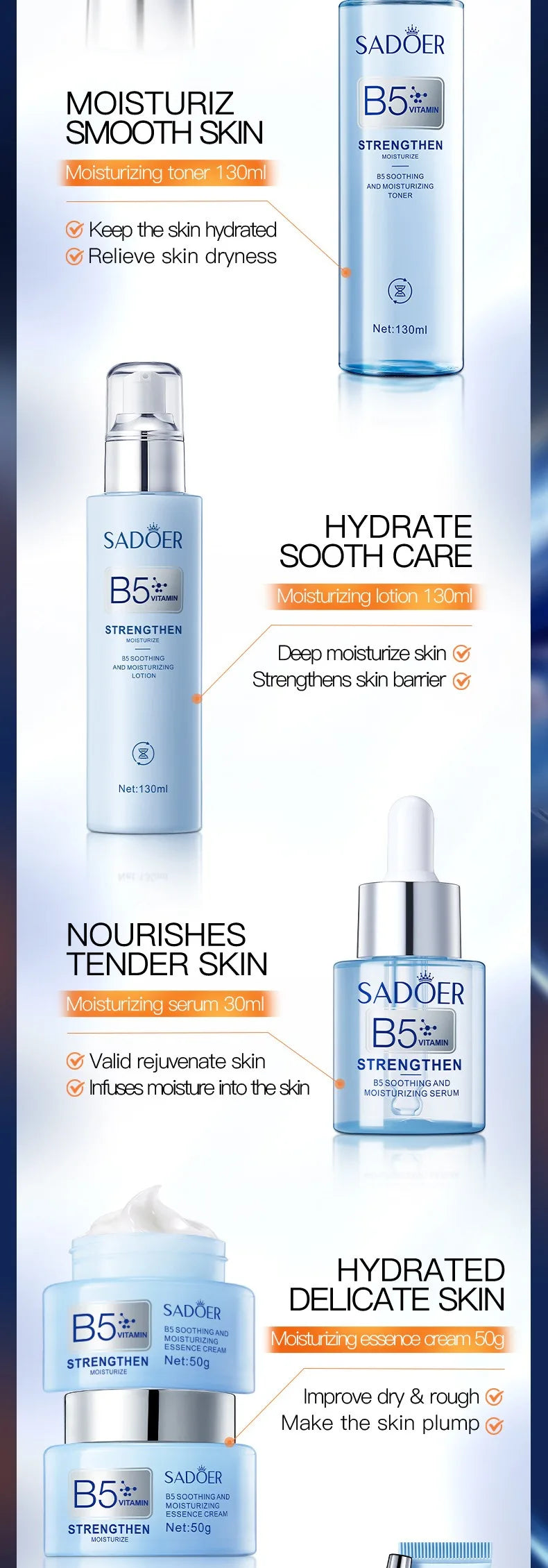 Vitamin B5 Moisturizing Anti-Wrinkle Skincare Set - Firming, Lifting Hydrating Face Kit for All Skin Types Skin care