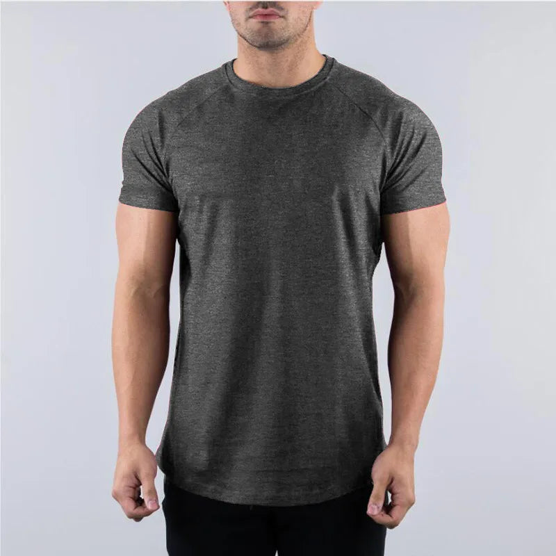 Men'S Summer Skinny Casual T-Shirt Short Sleeve Tee Male Gym Fitness Sport Cotton Tops Man Running Workouts Sweatshirt Clothing