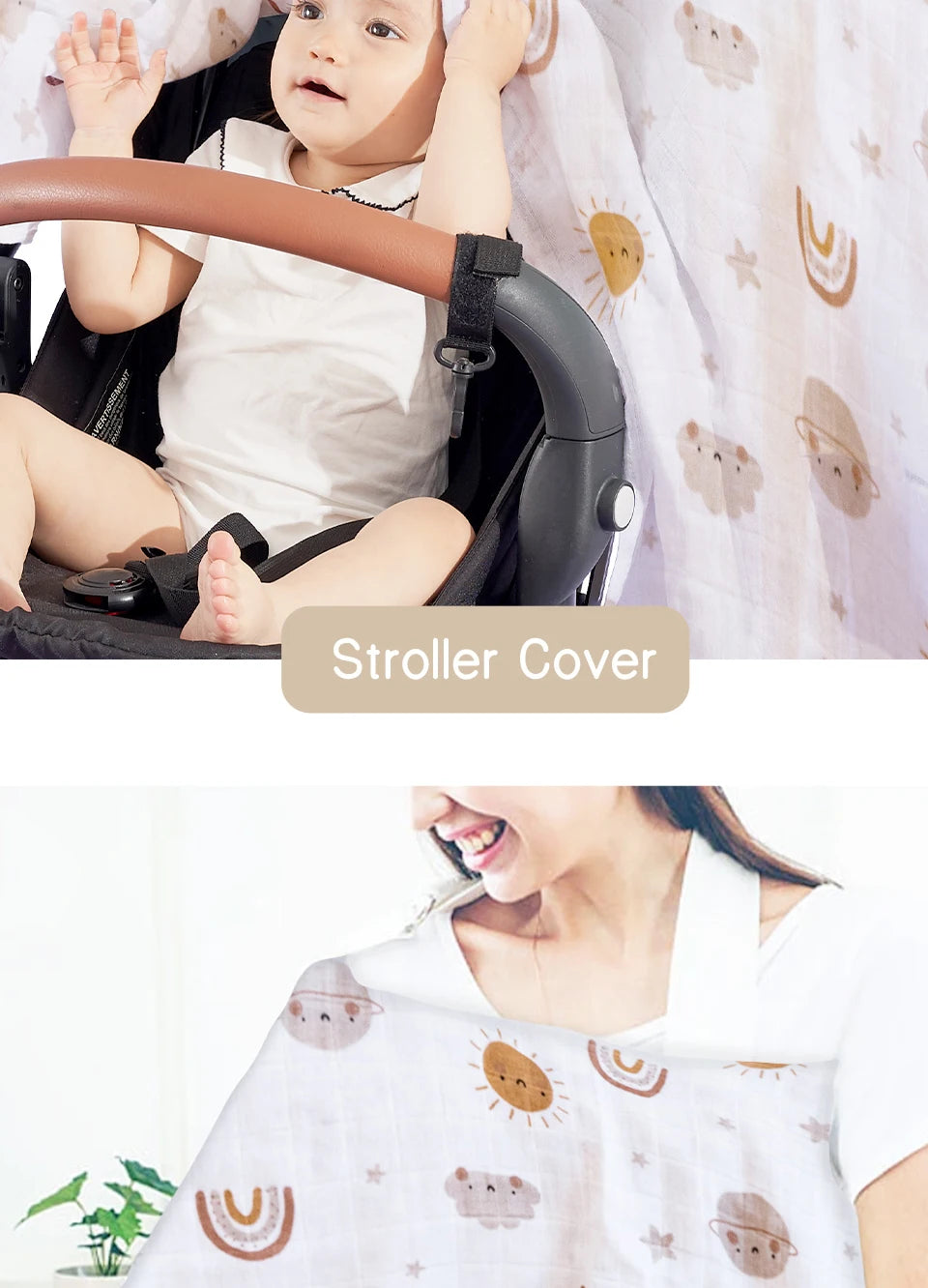120x110cm Bamboo Cotton Baby Muslin Swaddle Blanket Cute Soft Print Baby Towel Wrap