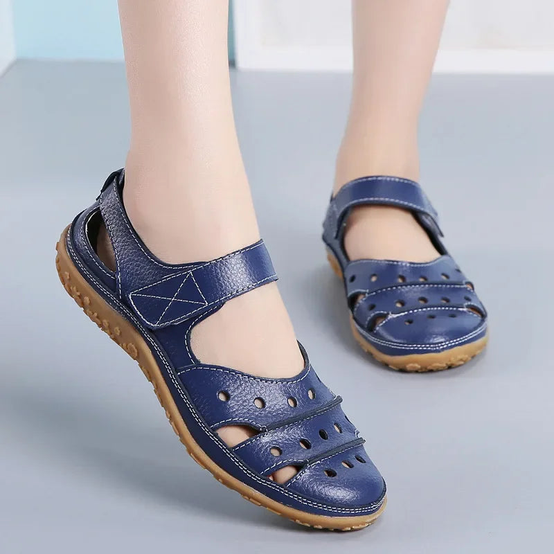 Women Sandals New Spring Summer Flat Hollow Out Ladies Shoes Buckle Solid Color Women's Sandals Beach Shoes Tailor-made Suits