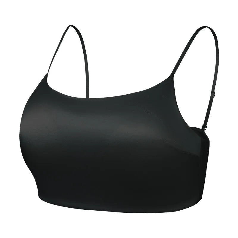 Birdtree 19MM 93% Silk 7% Spandex Solid Bra,Women Satin 3/4 Cup U-shaped Back Soft Breathable Sling Underwear A59124JF