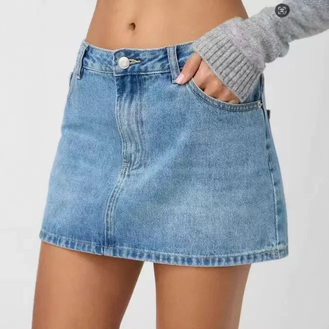 New 2026 Summer Women's Elastic Slim-fit  Denim Short Skirt  Female Fashion Casual Mid Waist Jeanse Skirt