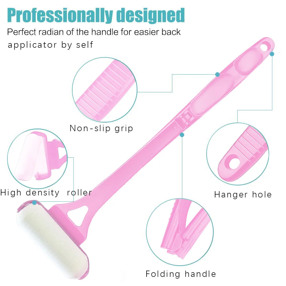 Lotion Applicator Self Sunscreen Tanning Back Applicator Stick Portable Long Handle Foldable With Two Replacement Heads