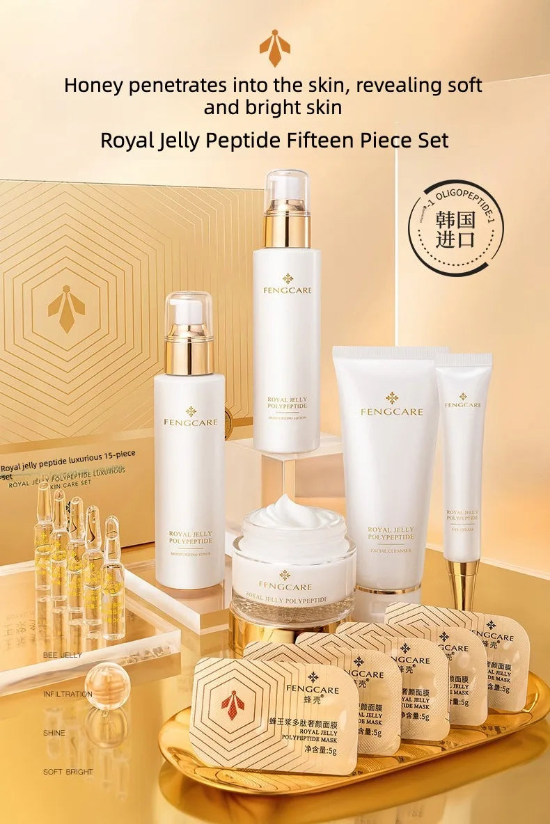 Royal Jelly Moisturizing and Anti-Wrinkle Set Reduces Fine Lines Repairs Skin Hydrates Brightens Anti-Aging Firming Skin care