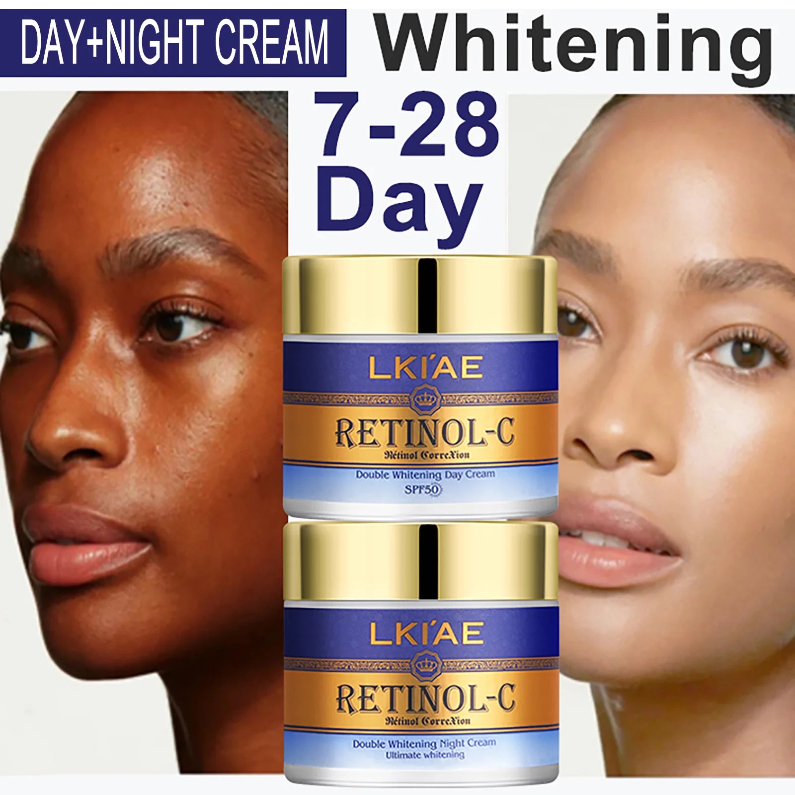 LKIAE Advanced Retinol Double Whitening Skin Care Set, Deeply Moisturizing, Clean Skin, Reduce Wrinkles, Stains, Dark Spots