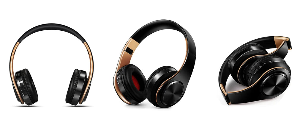 Auriculares inalámbricos dorados para hombre, audífonos estéreo con Bluetooth y micrófono incorporado, universales para Android e iOS