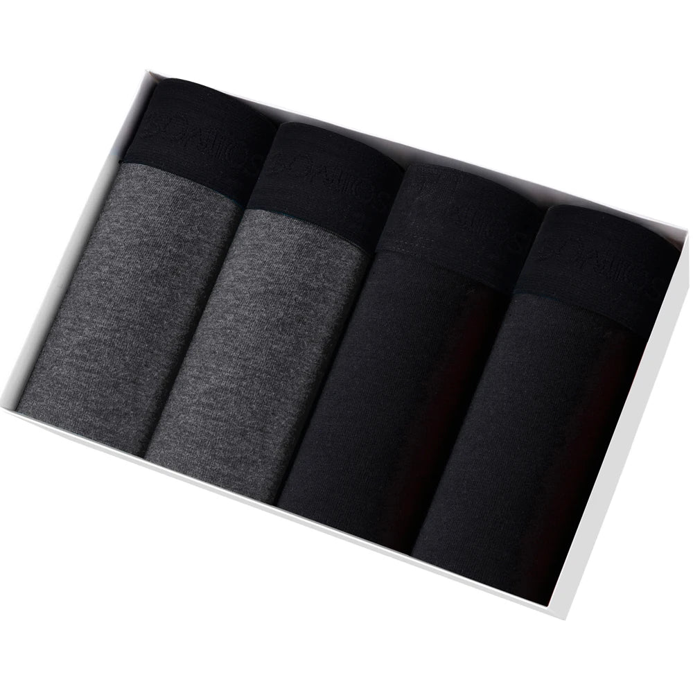 Men's Cotton Boxer Shorts 4-Pack – Soft Breathable Everyday Comfort Underwear