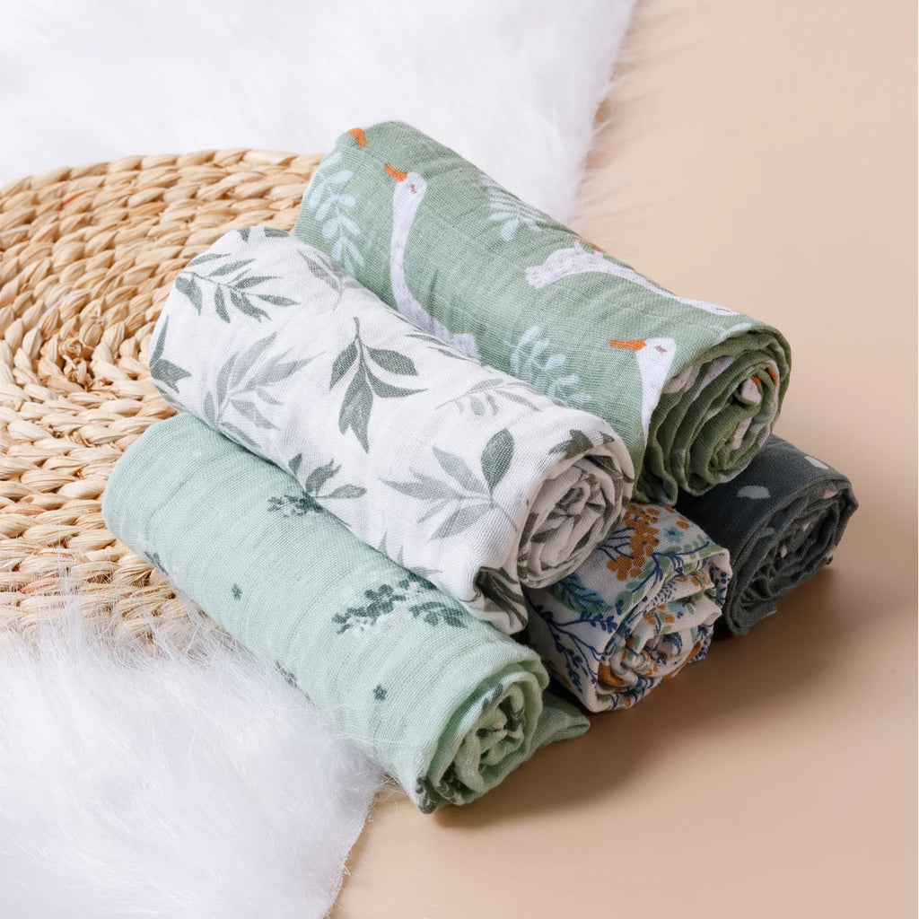 Kangobaby #My Soft Life# New 5pcs Set Multifunctional Baby Muslin Bib Newborn Blanket Breathable Child Scarf 60x60cm