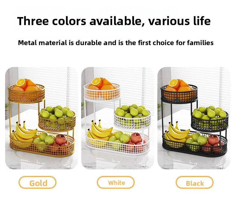 Bandeja de frutas de lujo ligera de múltiples capas, estante de almacenamiento de aperitivos de metal rectangular, cesta para mesa de centro de sala de estar