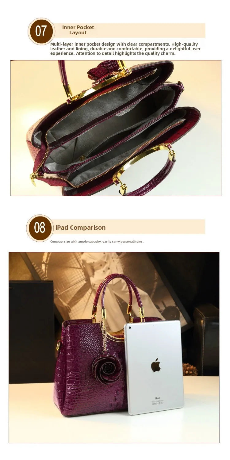 Elegant Leather Crocodile Pattern Wedding Handbag for Women Suitable for Bridal Events And Cheongsam Outfits European Vintage...