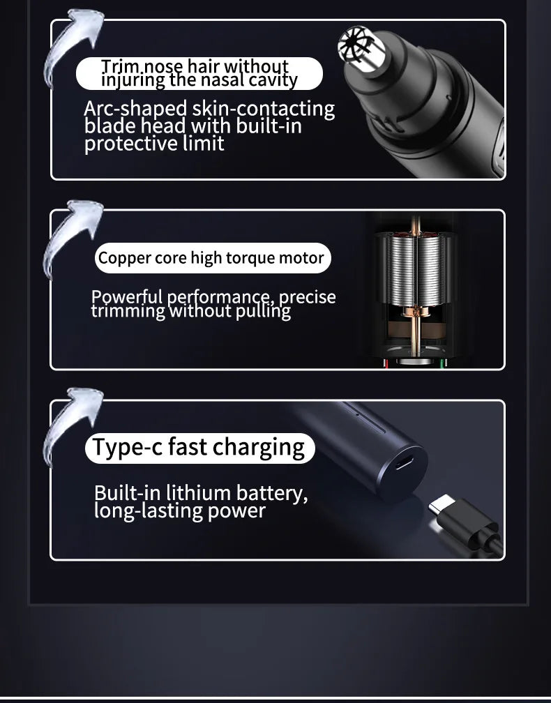 Mini Pocket Nose Hair Trimmer Painless Clipper Nose Ears Hair Eyebrow Waterproof Portable Trimmer For Men Women