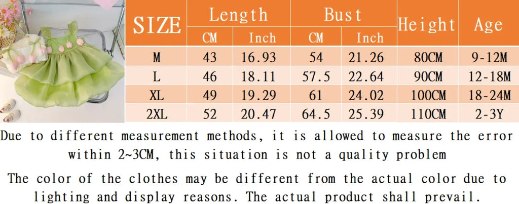 Summer New Tulip Pattern Solid Color Halter Puffy Girl Kid's Dress Cute Casual Princess Dress For Baby Girl ( 0-2 Years Old)