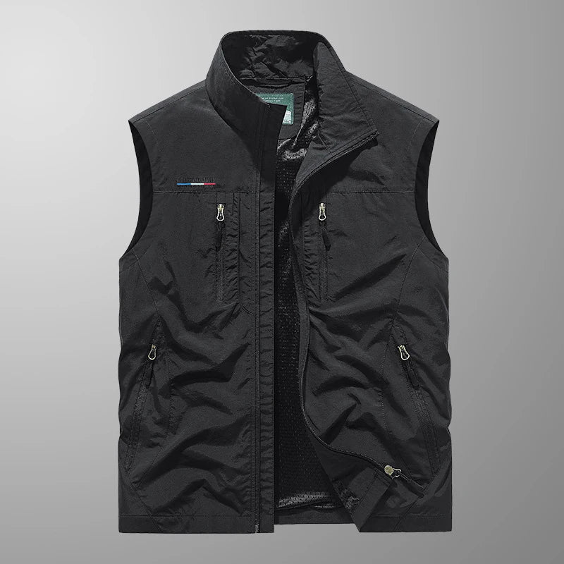 DIMUSI Summer Mens Multi-pocket Vests Casual Man Breathable Mesh Vest Sleeveless Jackets Man Outwear Fishing Waistcoats Clothing